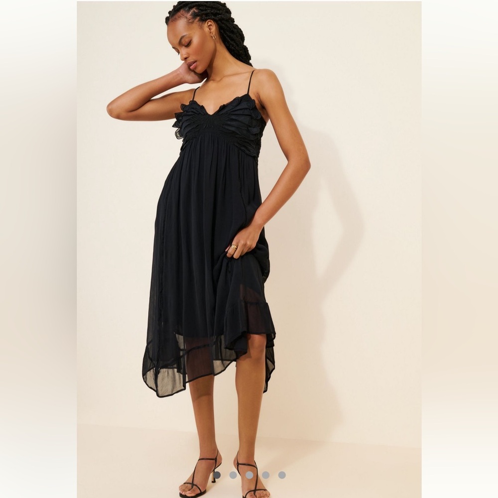 Anthropologie Butterfly Black Midi Dress